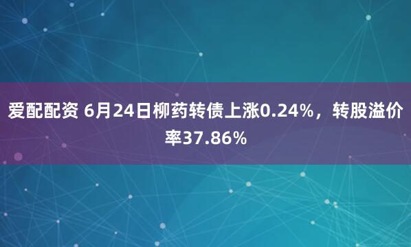 爱配配资 6月24日柳药转债上涨0.24%，转股溢价率37.86%
