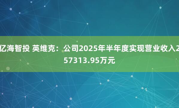亿海智投 英维克：公司2025年半年度实现营业收入257313.95万元